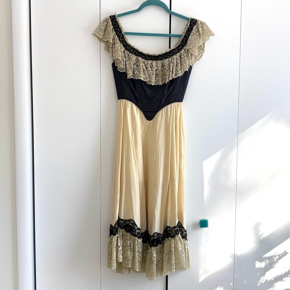 Lacemade CanCan Corset Lace Trim Midi Dress Size XS
